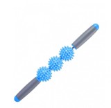 Instrument de relaxare a corpului pentru masaj muscular, baston cu rola, cu bila tepoasa in 3 puncte, gri/albastru, PK1TY-TX2C-NF#1-190674BL, Oem