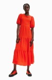 Desigual rochie culoarea maro, midi, evazată