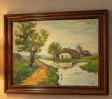Ulei pe panza o lucrare foarte veche semnata,78 cm cu 53