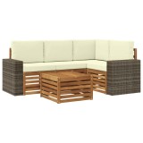 vidaXL Set de canapele de exterior 5 pcs Natural și Crem 3384336