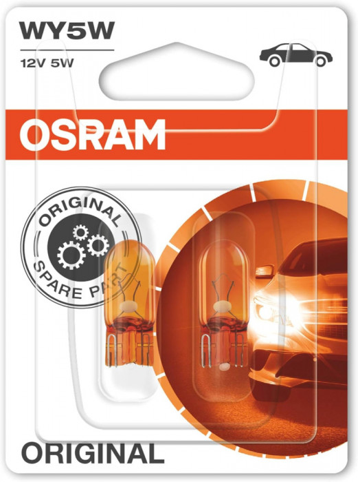 Set 2 Buc Bec Osram WY5W 12V 5W W2,1X9,5D Standard Portocaliu Blister 2827NA-02B