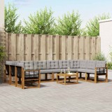 vidaXL Set de canapele de exterior 11 pcs Gri natural și deschis 3369126