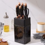 Set cutite inox cu suport elegant marmorat
