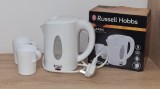 Fierbător electric de voiaj Russell Hobbs 0.85L 1000W alb cu căni incluse