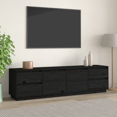 Comoda TV, negru, 176x37x47,5 cm, lemn masiv de pin GartenMobel Dekor foto