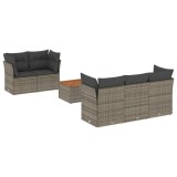 Cumpara ieftin Set mobilier gradina cu perne, 6 piese, gri, poliratan