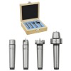 Set 4 Varfuri Centrare Strung Lemn Otel MT2 Gossi - Antrenare, Fix, Rotativ, Cutie Lemn - Precizie 0.01mm, Max 100kg, 1500RPM