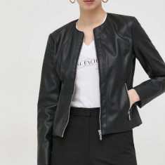 Armani Exchange geaca femei, culoarea negru, de tranzitie