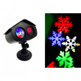 Proiector dublu LED, fulgi de nea colorati, 5W