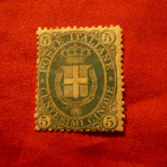 Timbru Italia 1891 Stema , 5C verde sarniera