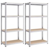 SONGMICS Set 2 rafturi metalice cu 4 polite MDF reglabile, 80x40x160 cm, gri