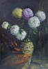 Constantin Ionescu - Constion - Vas cu crizanteme, Ulei pe Carton, 70x50cm, Pictura semnata