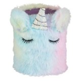 Suport pixuri cu blana artificiala ombre si corn de unicorn, &Oslash;8.5x12.5cm, CMCLASS