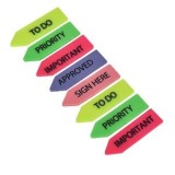Etichete index autocolante, formă săgeată cu mesaje, 200 file, 1,2x4,5 cm, multicolore, CMCLASS