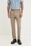 HUGO pantaloni din l&acirc;nă bărbați, culoarea bej, mulata, 50538334