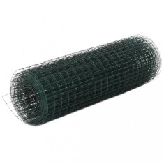 vidaXL Plasă de s&acirc;rmă găini, verde, 10 x 0,5 m, oțel cu &icirc;nveliș PVC 143626
