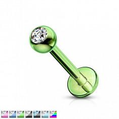 Piercing pentru barbie, din otel, diverse culori, zirconiu transparent, finisaj din titan - Culoare Piercing: Verde foto