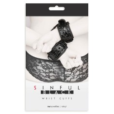 Sinful Wrist - Cătușe BDSM, negru, 20 cm