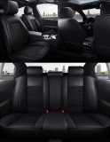 Cumpara ieftin Set Huse Auto universale luxoase din piele ecologica cu material textil, negru pentru scaune fata si spate