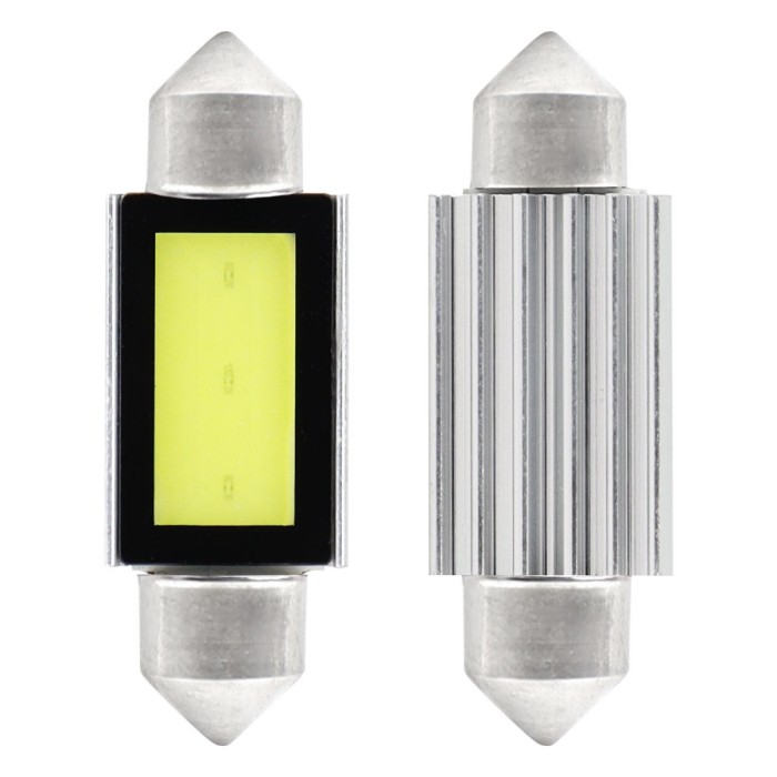 Set 2 becuri auto Amio LED, C5W SV8.5-8, 1 LED COB3, 2.4W, 39mm, Canbus, 12V, leduri alb sofit Festoon