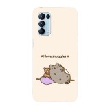 Husa compatibila cu Oppo A54 5G, Viceversa, model I love snuggles Pusheen, Silicon, TPU, Transparent, Carcasa