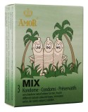 Prezervative Amor Mix, 3 bucati, Diverse Texturi: Nervuri, Margele, Mixte - Protectie si Placere