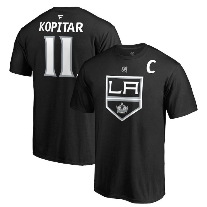 Los Angeles Kings tricou de bărbați black #11 Anze Kopitar Stack Logo Name &amp;amp; Number - S