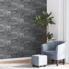 Tapet 3D, aspect piatră negru, 10x0,53 m, nețesut