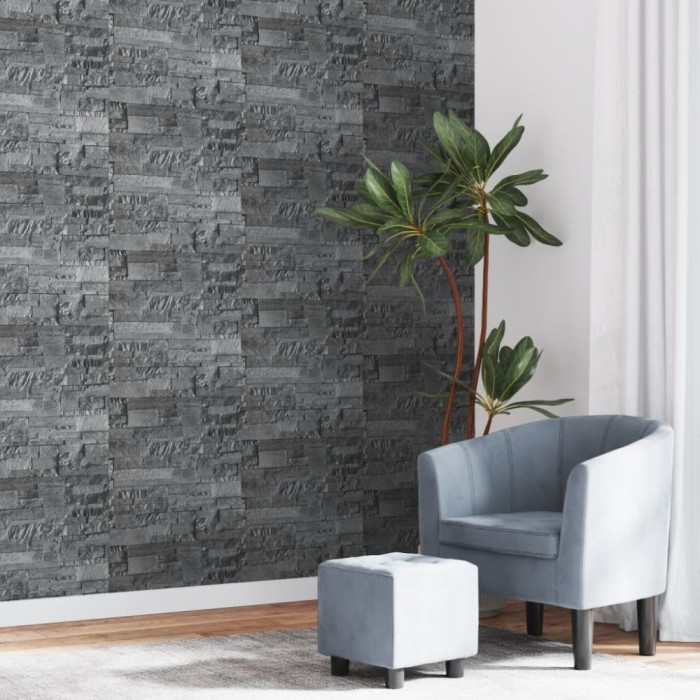 Tapet 3D, aspect piatră negru, 10x0,53 m, nețesut