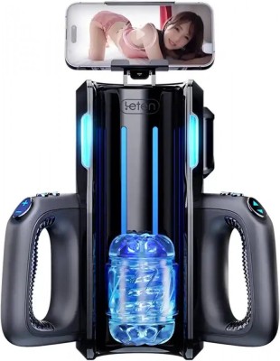Masturbator Leten King Thrusting Pro, 10 Moduri Thrusting, 10 Viteze, TPE, Negru, 38 cm foto