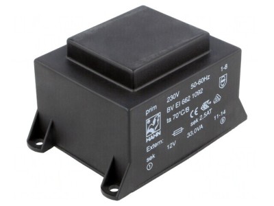 Transformator &amp;icirc;ncapsulat 33VA 12V 2,75A PCB foto