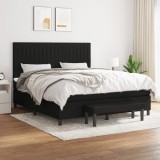 vidaXL Pat box spring cu saltea, negru, 180x200 cm, catifea