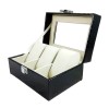 Caseta Depozitare Ceasuri 3 Spatii Piele Ecologica Neagra Imprimeu Crocodil SKW03, Watchbox