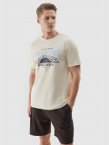Tricou cu imprimeu pentru bărbați - bej, 4F Sportswear
