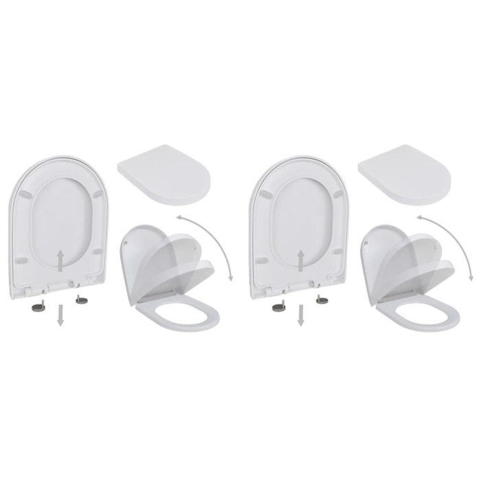 Capace WC cu &icirc;nchidere silențioasă, 2 buc., alb, plastic