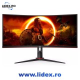 Monitor gaming curbat AOC 34" 180Hz VA 1ms Ultrawide UWQHD MPRT HDMI 2.0 DP 1.2 FreeSync Premium FlickerFree Low Blue USB hub