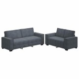 Cumpara ieftin Set de canapele cu perne, 2 piese, gri inchis, catifea