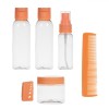 Set Sticle Călătorie, Model Bon Voyage, Capacitate 60ml și 30ml, Cu Perie și Pieptene, Transparent, 6 Bucăți, Oem