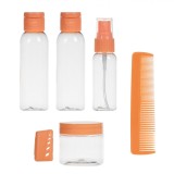 Set Sticle Călătorie, Model Bon Voyage, Capacitate 60ml și 30ml, Cu Perie și Pieptene, Transparent, 6 Bucăți, Oem