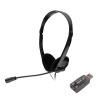 CASTI Spacer, cu fir, standard, utilizare multimedia, call center, microfon pe brat, conectare prin adaptor USB 2.0 sau Jack 3.5 mm x 2, negru, &quot;SPK-2