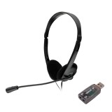 CASTI Spacer, cu fir, standard, utilizare multimedia, call center, microfon pe brat, conectare prin adaptor USB 2.0 sau Jack 3.5 mm x 2, negru, &quot;SPK-2