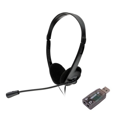 CASTI Spacer, cu fir, standard, utilizare multimedia, call center, microfon pe brat, conectare prin adaptor USB 2.0 sau Jack 3.5 mm x 2, negru, &amp;quot;SPK-2 foto