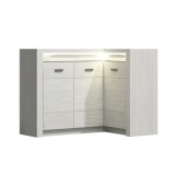 Cumpara ieftin Comoda de colt din pal alb frasin Infinity 131x42x103.5 cm