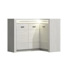 Comoda de colt din pal alb frasin Infinity 131x42x103.5 cm
