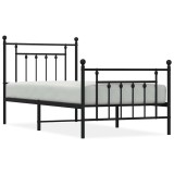 Cumpara ieftin Cadru pat metalic cu tablii de cap/picioare, negru, 80x200 cm