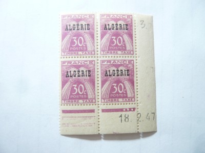 Bloc Algeria colonie franceza 1945 Porto , supratipar Algerie ,4 valori foto