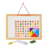 Tabla scolara cu 2 fete, de scris si desenat, rama din lemn,44x33 cm