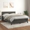 vidaXL Pat box spring cu saltea, gri &icirc;nchis, 140x200 cm, catifea 3141426