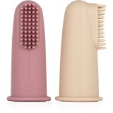 Petite&amp;Mars Take&amp;Match 0m+ periuta de dinti pentru deget pentru copii cu sac Rose&amp;Sand 2 buc