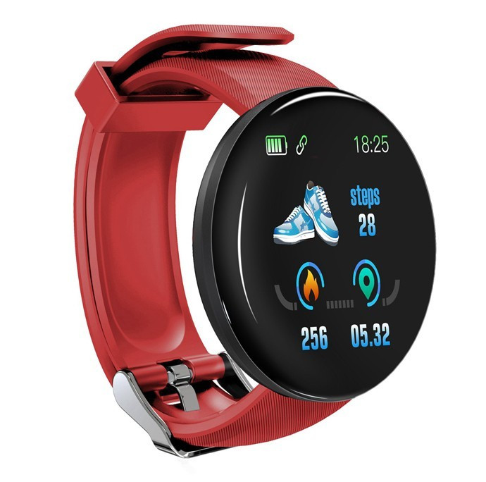Ceas Smartwatch Techstar&reg; D18, 1.3inch OLED, Bluetooth 4.0, Monitorizare Tensiune, Puls, Oxigenarea Sangelui, Waterproof IP65, Rosu